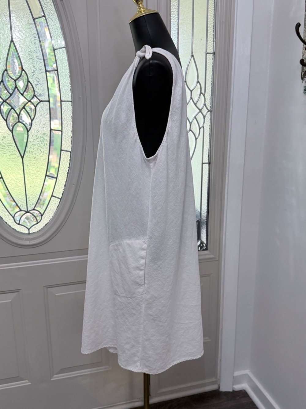 Peyton & Parker White Linen Blend Shift Dress Cover-up XXL Sleeveless Pockets - Picture 5 of 7